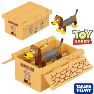 『 單位日貨 』日本正版 TOMY TOMICA 多美 玩具總動員 彈簧狗 紙箱 公仔 合金 小車 可分離 收藏