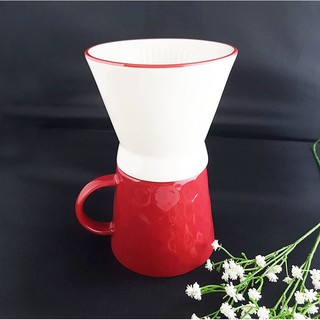 全新美國星巴克 紅白造型咖啡濾杯組 隨行杯隨身杯冷飲杯保溫杯Starbucks Pour-Over Brewer&Mug