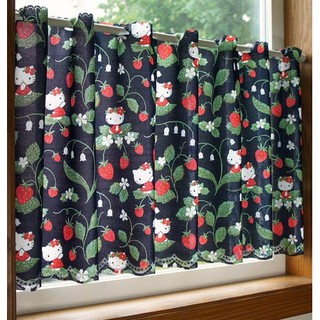 🌈日本製 凱蒂貓 精美刺繡風格 草莓🍓 棉麻短門簾