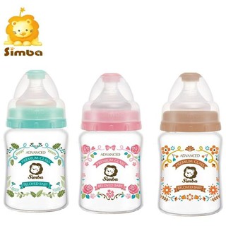 Simba小獅王辛巴 蘿蔓晶鑽寬口玻璃奶瓶180ml(圓孔S奶嘴)香草/玫瑰/豔陽【嬰之房】