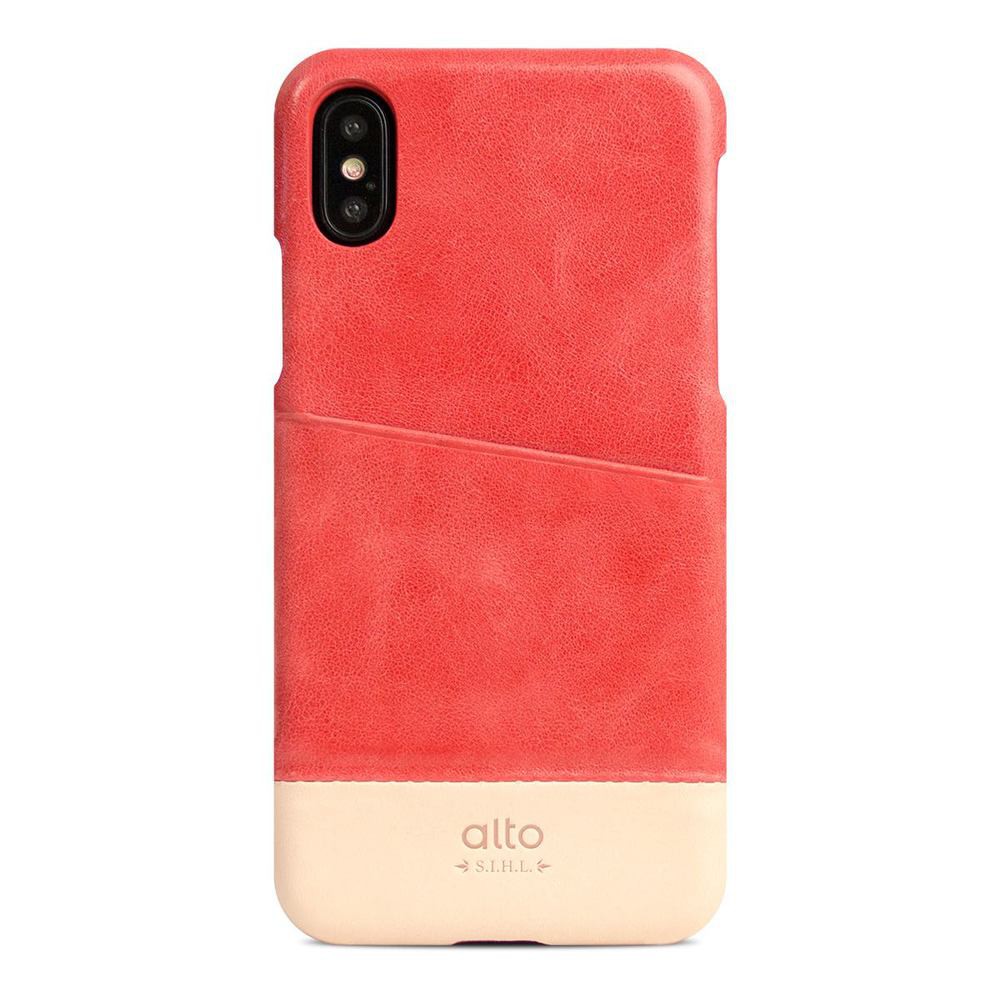Alto｜iPhone X 真皮 皮革保護殼 Metro (珊瑚紅／本色)