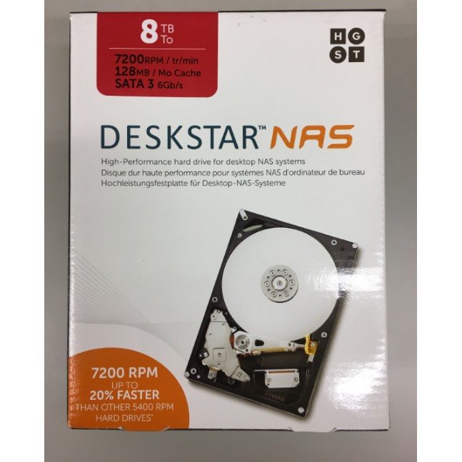 可刷卡 全新 NAS專用 HGST 8T 8TB 3.5吋 SATA 內接式硬碟 H3IKNAS800012872SWW