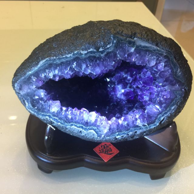 頂級烏拉圭esp紫度原皮薄邊小紫晶洞3公斤內帶水晶花瑪瑙邊招財聚財擋煞招人緣正能量消磁風水晶洞