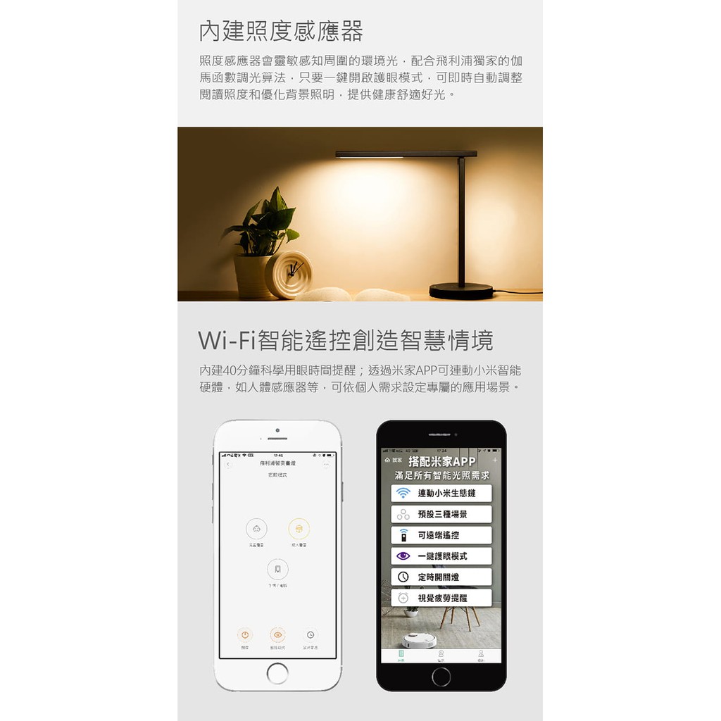現貨 免運費 公司貨 Deng Ju X飛利浦x 小米智奕檯燈書桌燈 黑金版 米家app 控制 Wifi聯網 蝦皮購物