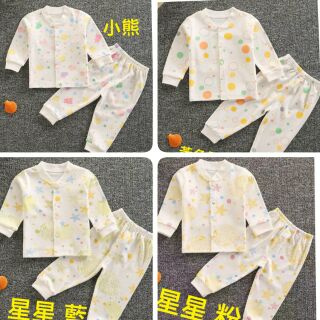 嬰幼兒服 童裝 春秋長袖套裝 空調服 薄款內睡衣 排扣式衣+褲 二件組