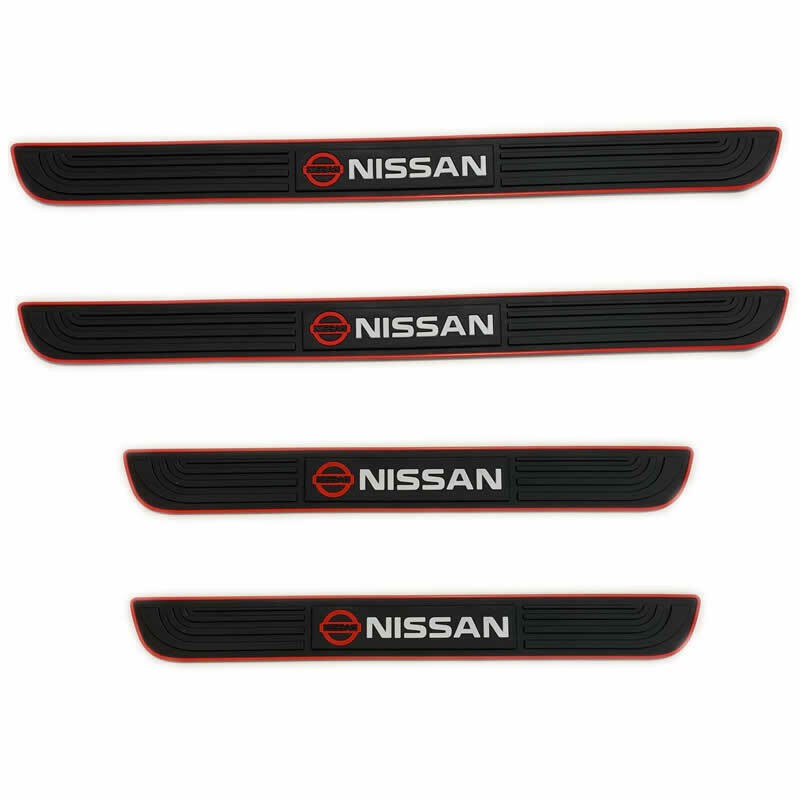 NISSAN 4 件裝日產橡膠車門防磨損門檻蓋板台階保護貼紙汽車配件