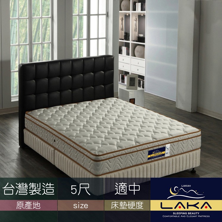 【LAKA】三線高澎度3M防潑水蜂巢式獨立筒床墊-雙人5尺