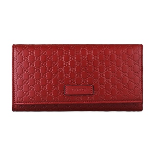 gucci經典guccissima 雙g壓紋logo牛皮13卡扣式長夾(暗紅)