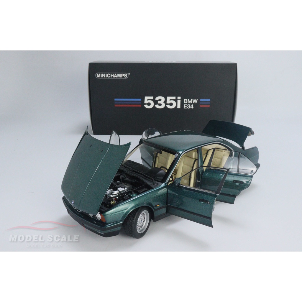【模例】Minichamps 1/18 BMW 535i (E34) 1988 綠色 合金全可開