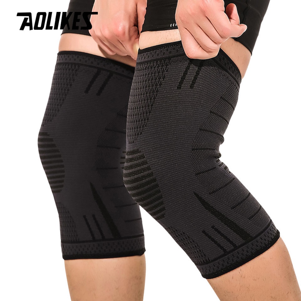 AOLIKES 1對 彈力護膝尼龍運動健身護膝健身裝備髕骨支具跑步籃球支撐