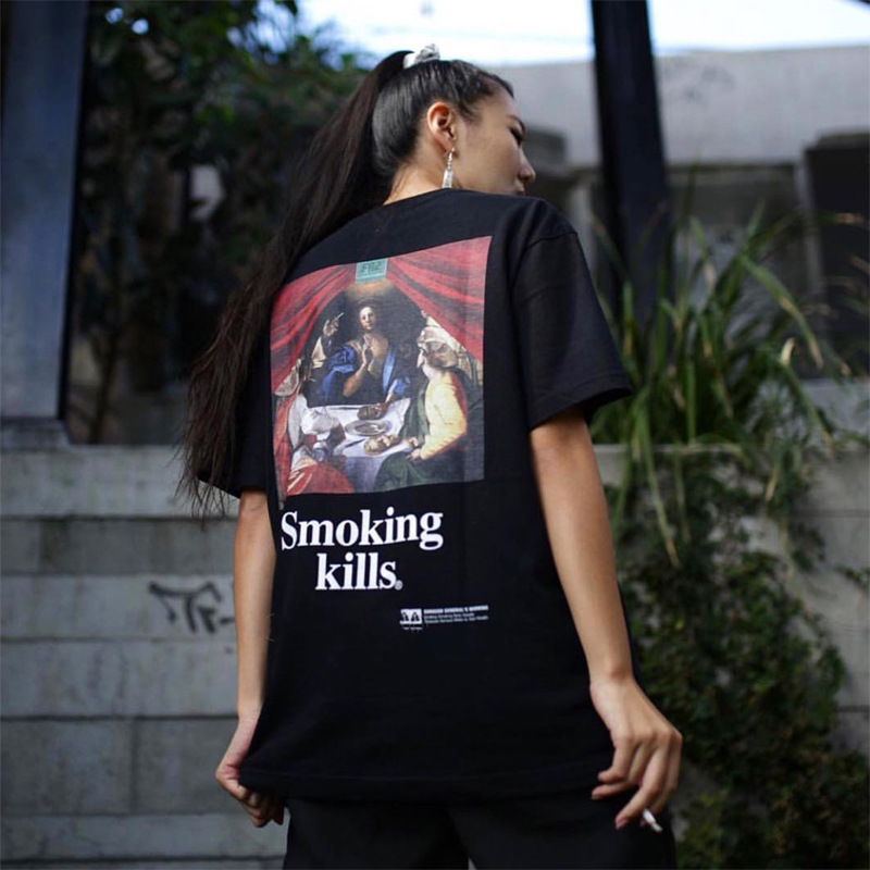 肌触りがいい FR2 Smoking killsプリント 長袖Tシャツ ロンT ブルズ