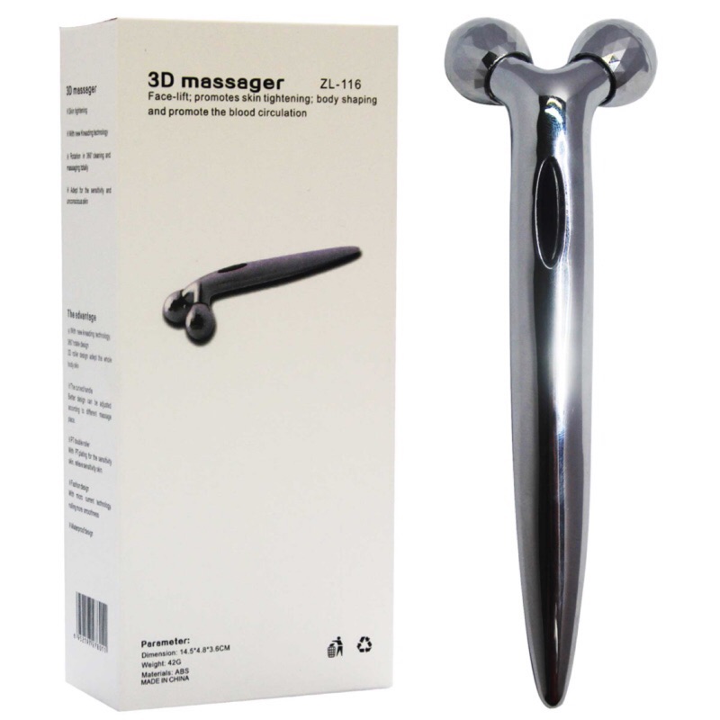 3D Massager/銀鑽體雕滾輪/筆型美容按摩器/滾輪棒/瘦臉/ZL-116