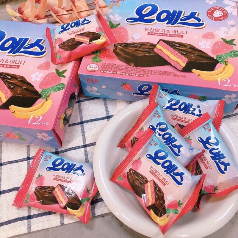 🍫點心必備🍫正韓 韓國海太 香蕉草莓巧克力派🌸海太櫻花限定巧克力派🍓香蕉草莓巧克力🍌韓國巧克力 巧克力派