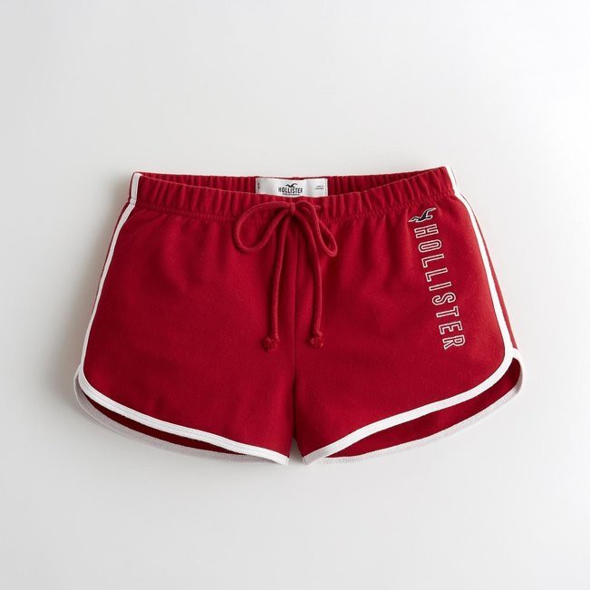 【HOLLISTER Co.】【HCO】【零碼S】HC女款短褲棉側字滾邊紅 F02200611-02