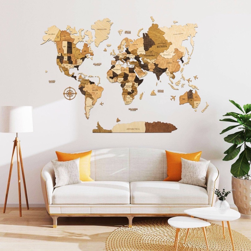 超美歐美3D木質紋地圖拼圖（L ）（國外購入）#世界地圖壁貼