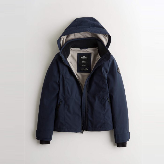 【HOLLISTER Co.】【零碼XXS】HC女款風衣外套臂方標灰棉藍 F03210105-01