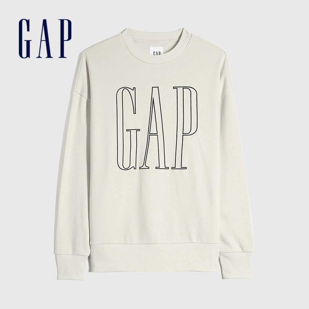 Gap 男裝 Logo刷毛大學T 碳素軟磨系列-灰白色(656143)