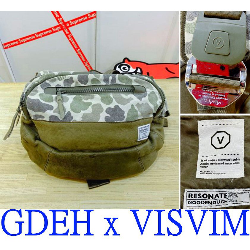 BLACK極新VISVIM x GOOD ENOUGH藤原浩CAMO叢林迷彩LUMBER側背大腰包8L BAG