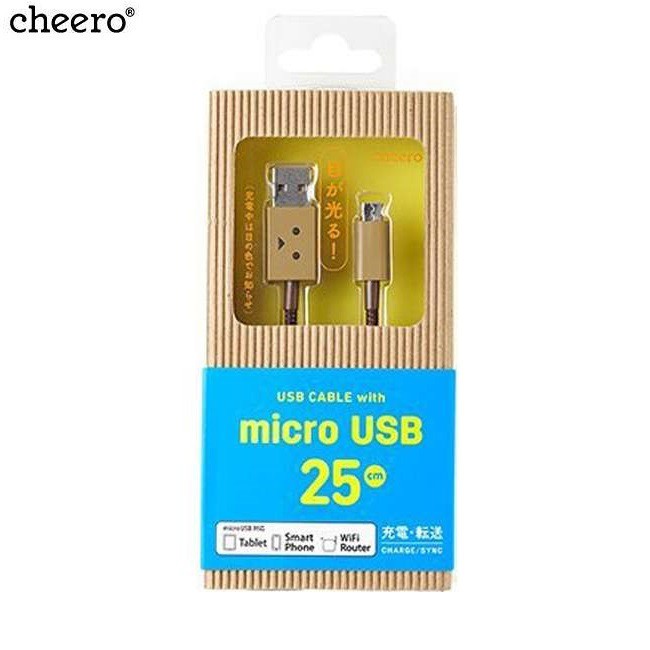 【露西小舖】日本Cheero阿愣micro USB充電傳輸線(25公分)快充線充電線資料傳輸線充電時眼睛發光(公司貨)