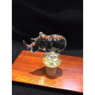 手工 玻璃 犀牛 酒瓶蓋 禮物 收藏 紅酒 軟木塞