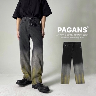 【PAGANS STORE】韓版 漸層 渲染 漸變 暈染 水洗 仿舊 復古 直筒 闊腿 牛仔 長褲 闊腿褲 牛仔褲