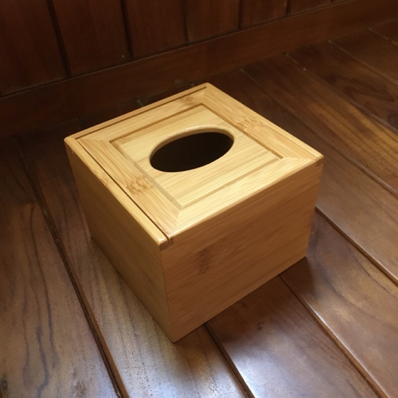 竹製方型面紙盒 (可客製化刻字)