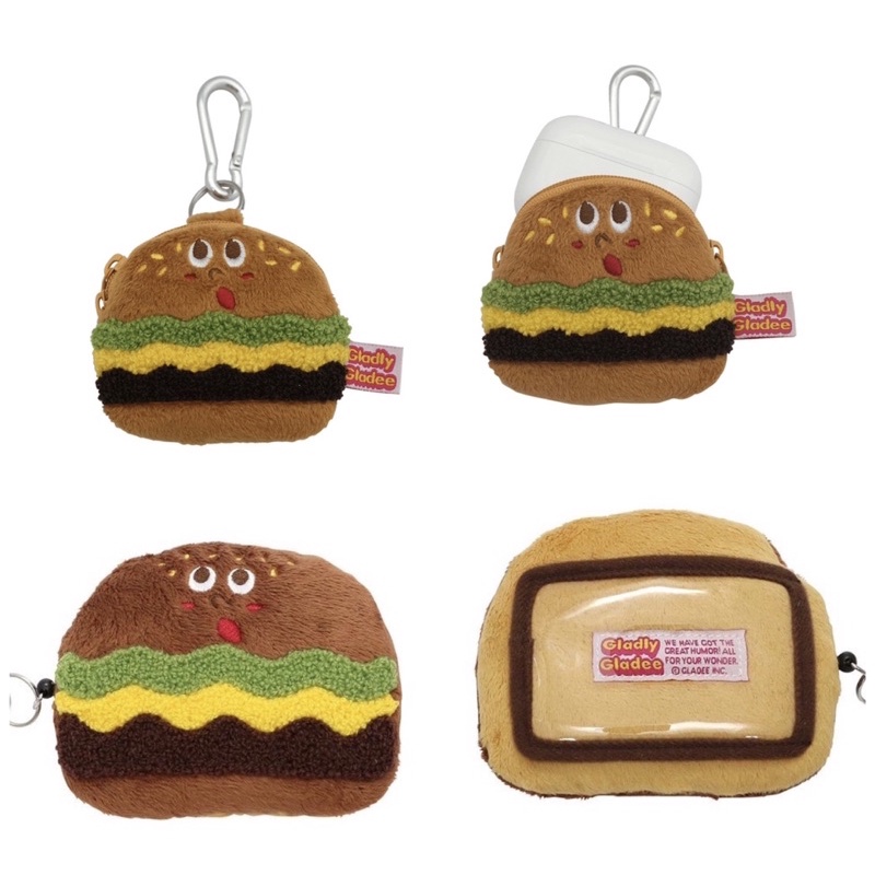 日本 🇯🇵 GLADEE 漢堡造型Air Pods收納零錢包 🍔 漢堡造型票卡包 悠遊卡夾 票卡夾 證件夾 證件套 伸縮