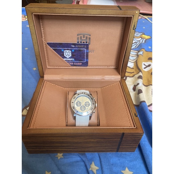 【HERBERT赫伯特】經典水鬼矽膠男士腕錶-白錶帶 HB0324G