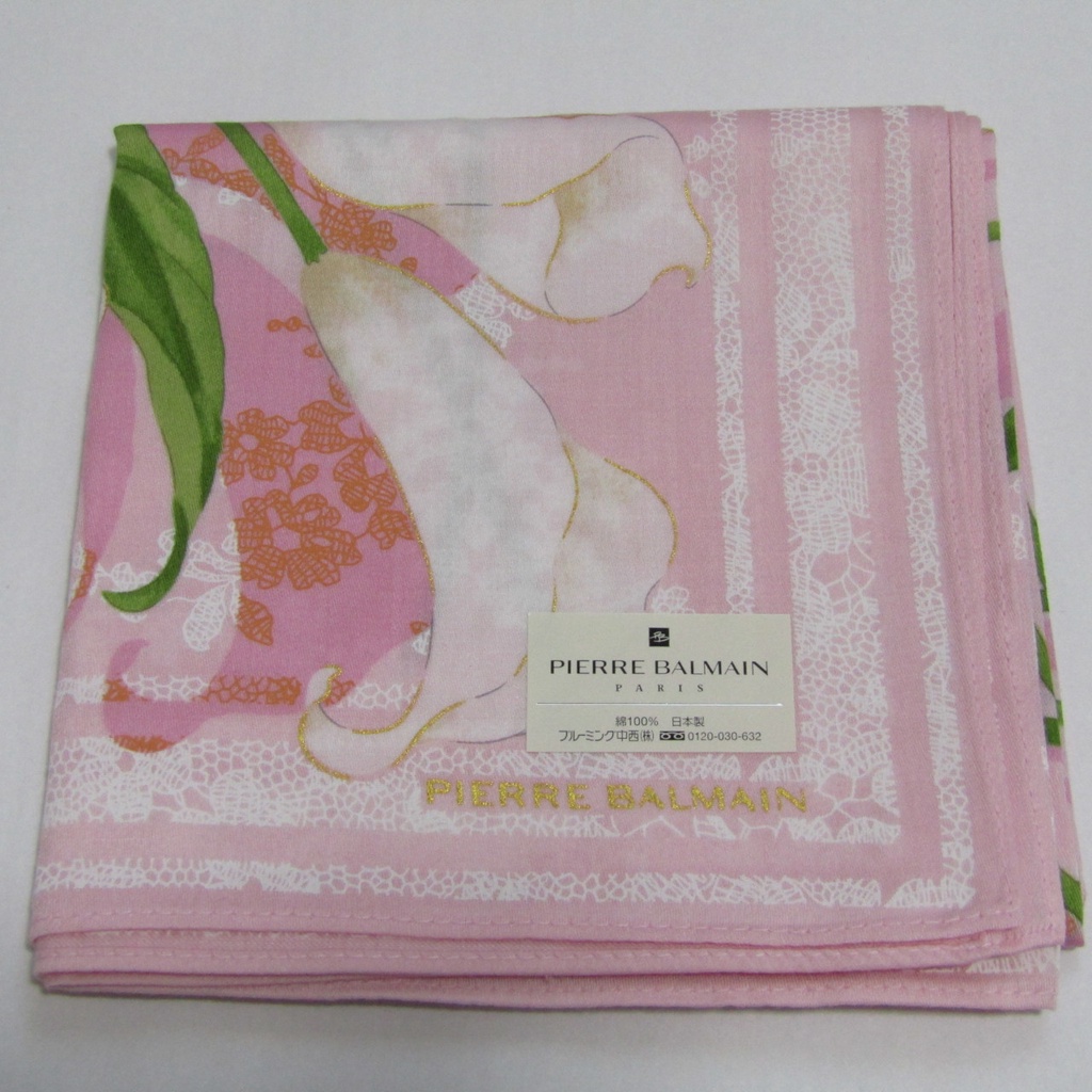 PIERRE BALMAIN 手帕  100％纯棉 52cm 粉色 馬蹄蓮花