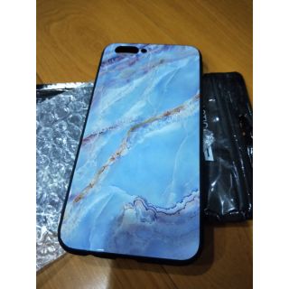 oppo r11手機殼（全新）鏡面藍色大理石紋圖案