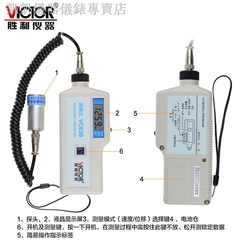現貨正品 勝利儀器數字便攜式測振儀vc63b 振動測量儀測振表故障測試儀 蝦皮購物