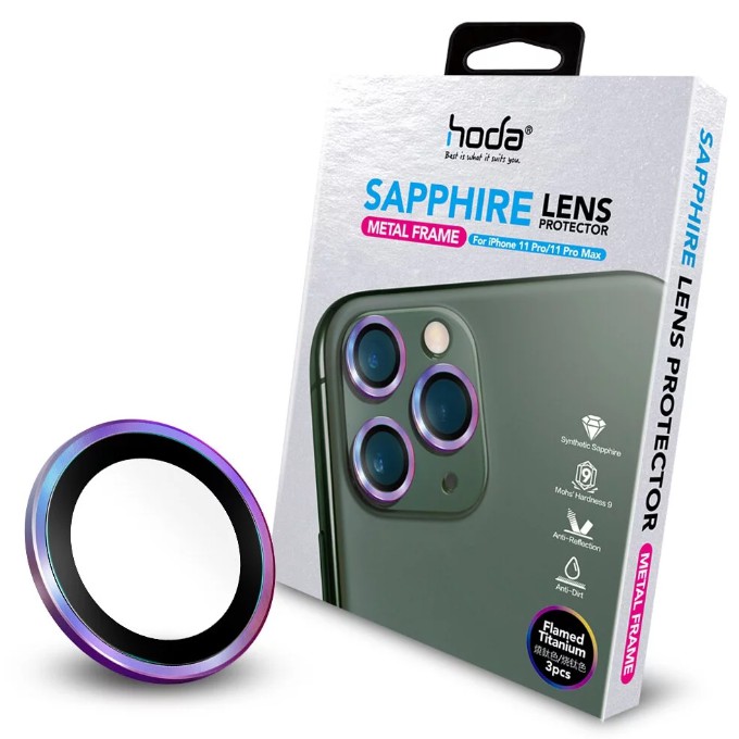 (買1送1免運)hoda iPhone 12 mini / 12 /11 pro max 藍寶石金屬框鏡頭保護貼 燒鈦款
