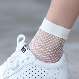 新款鏤空襪女式荷葉邊魚網及踝高筒襪網眼蕾絲魚網短襪