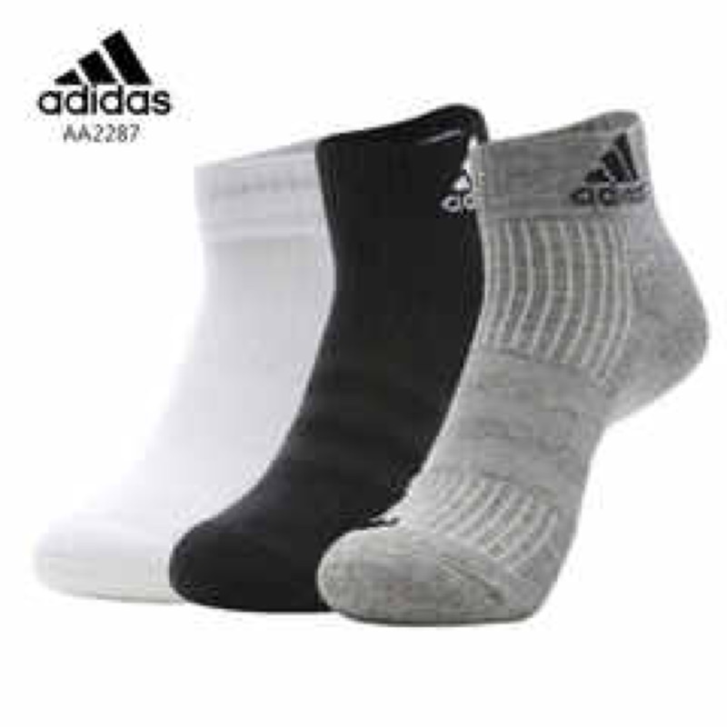 ADIDAS TRAINING 3-STRIPES 棉質吸濕排汗專業運動襪三入裝白黑灰短襪AA2287 | 蝦皮購物
