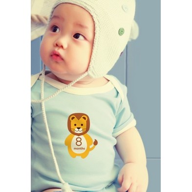[森林小熊]寶寶月份貼紙 12個月數字貼 寫真 新生嬰兒拍照道具 彌月禮