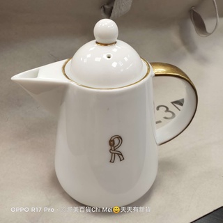 206*ROBERTA DI CAMERINO 陶瓷白色金邊茶壺 Roberta 咖啡壺