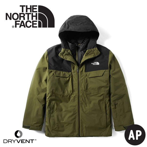 The North Face 美國 男 DryVent兩件式 防水化纖雪衣外套《軍綠橄欖》/3M4M/防風外套/悠遊山水