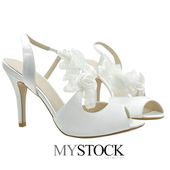 MyStock綢緞裝飾魚口鞋婚鞋(37號，9.5公分)高跟鞋喜宴