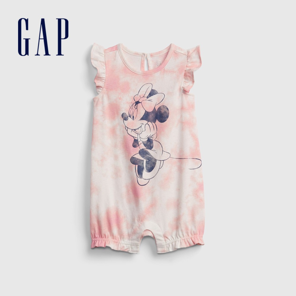 Gap 嬰兒裝 Gap x Disney迪士尼聯名 印花包屁衣-粉色紮染(681810)