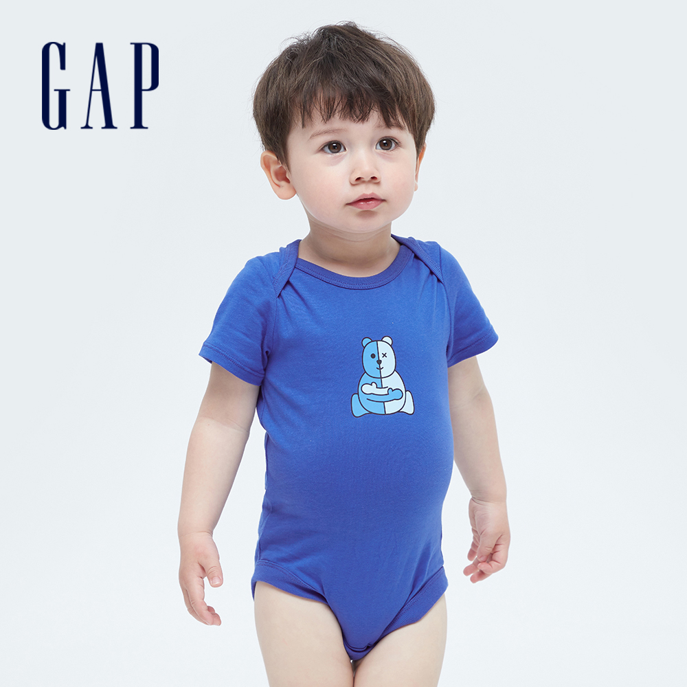 Gap 嬰兒裝 Gap x Ken Lo藝術家聯名 純棉印花包屁衣-藍色(868080)