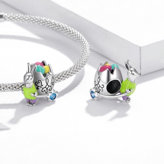 Bamoer Beads 925 銀復活節元素兔子蛋吊墜項鍊吊飾適用於 Diy 手鍊
