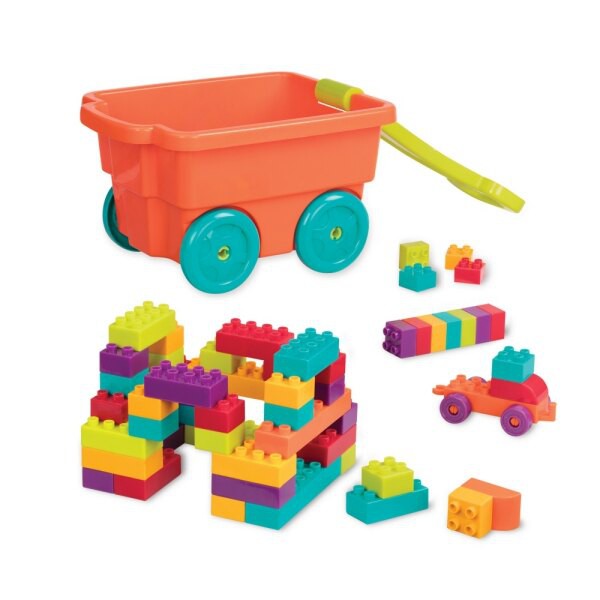 B.TOYS 樂部落積木拖車(南瓜) 積木玩具 兒童玩具 積木拖車《愛寶貝》