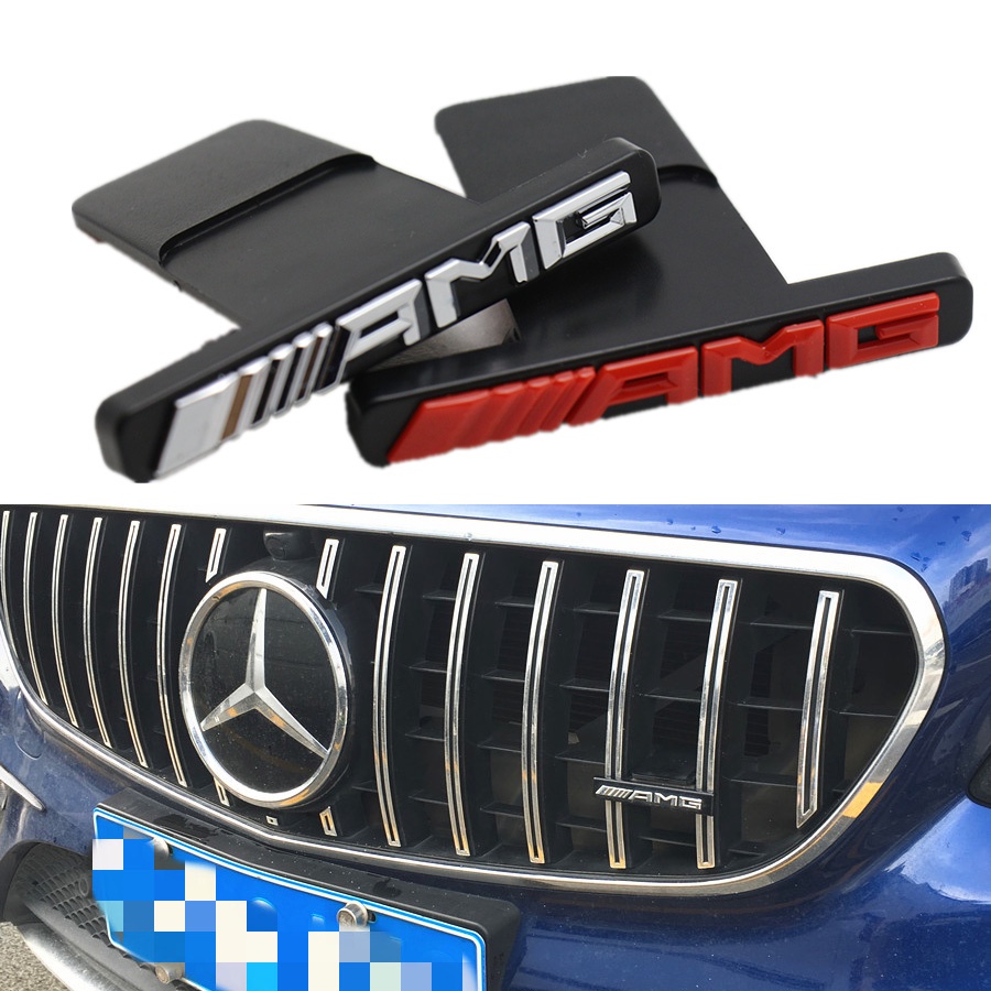 賓士 AMG中網標 水箱標誌 車標貼 GTR中網改裝專用 CLA W204 W205 AMG車標誌 個性車貼 裝飾標