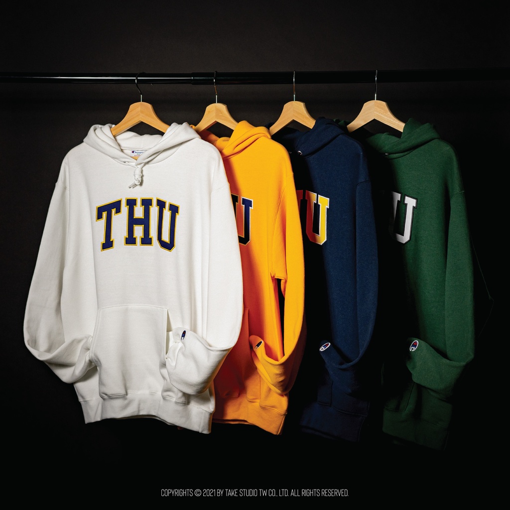 【College Collection】Champion® THU 東海大學授權校園紀念帽T - 深藍/白/金黃/綠