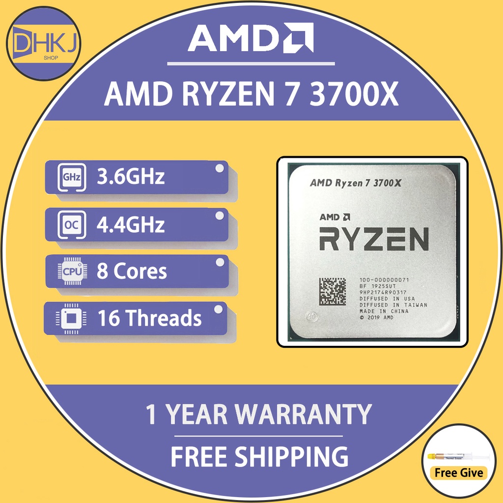 二手 AMD 銳龍 7 3700X R7 3700X 3.6 GHz 八核十六線程 CPU 處理器 7NM L3=32M