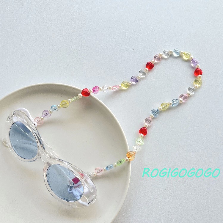 ROGI 可愛果凍透明遊戲怪獸/手工彩色透透愛心珠串串-口罩鍊/眼鏡鍊/耳機鍊