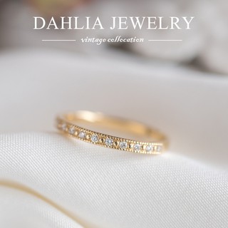 【 Dahlia 】18K金復古跳珠鑽石戒指 真鑽 輕珠寶 手工