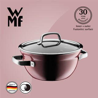 【贈不鏽鋼蒸盤+計時器】德國WMF FUSIONTEC 調理鍋24CM 4.0L(赭紅色)