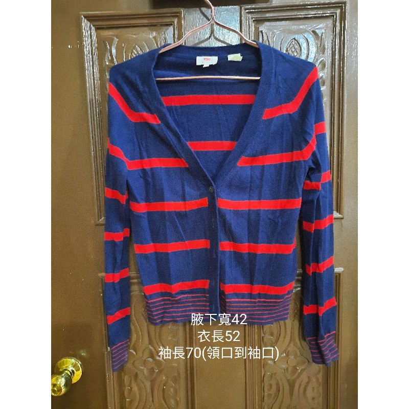 Levi's針織藍紅條紋外套