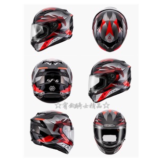 ☆宥鈞機車騎士精品☆ SF-6 獨角獸SOL SF-6 SF6 全罩帽 雙鏡片透氣帽 黑/紅